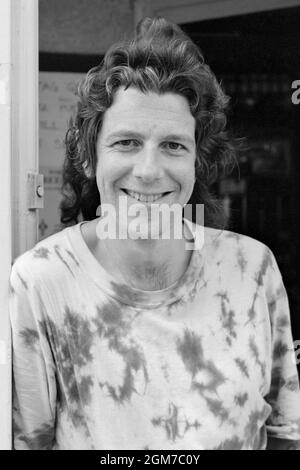 smiling young woman standing in pub doorway for portrait portsmouth england uk 1990s Stock Photo