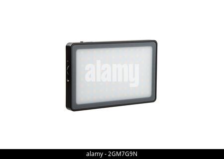 Photo and video LED lamp isolate on white background.Portable lighting device. Stock Photo