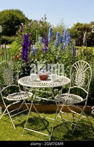 Tea for two in a garden Stock Photo