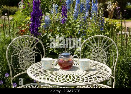 Tea for two in a garden Stock Photo