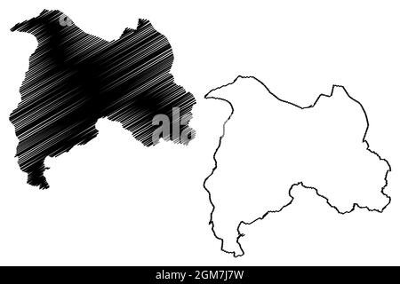 Bandipore district (Jammu and Kashmir union territory, Republic of India) map vector illustration, scribble sketch Bandipora or Bandipur map Stock Vector