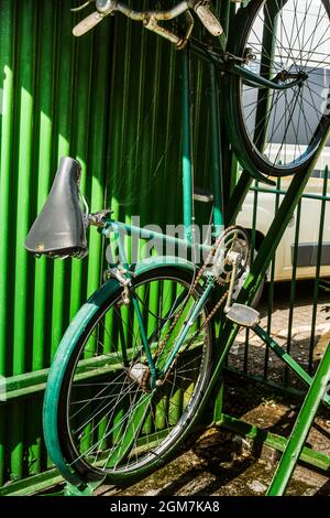 bicycle storage rack on platform at Alresford heritage railway station. Hampshire England UK Stock Photo