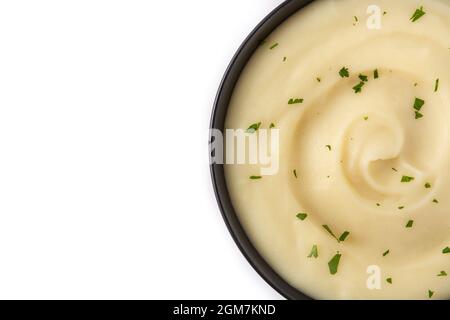 Mashed potatoes in a bowl isolated on white background Stock Photo