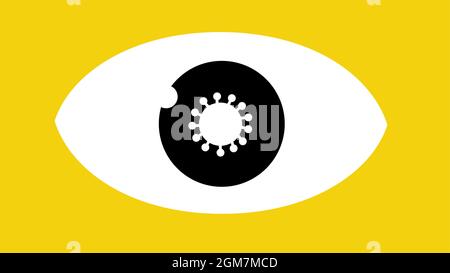 Illustration of human eye and corona, showing the impact of disease and iths depth in humna life Stock Vector