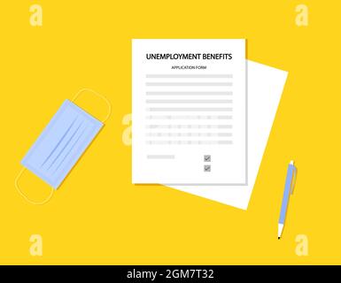 Flat Illustration about Unemployment benefits during covid-19 or coronavirus pandemic Stock Vector