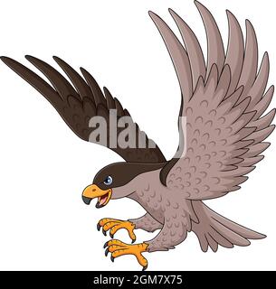Flying Hawk cartoon vector illustration Stock Vector