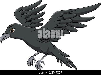 Cute Raven bird cartoon vector illustration Stock Vector