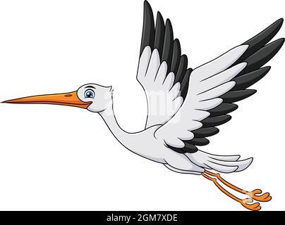 Cute Stork bird cartoon vector illustration Stock Vector