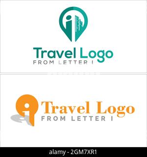 Pin and building location point travel logo design  Stock Vector