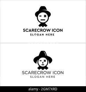 Monochrome Scarecrow Logo Design Stock Vector
