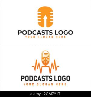 Podcast entertainment logo design Stock Vector