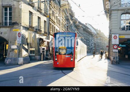 Modern tram in Bern in a summer day Stock Photo - Alamy