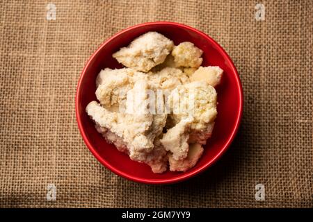 Khoa, Khua, khoya, or mawa is a dairy food, originating from the Indian subcontinent, widely used in the cuisines of the Indian subcontinent Stock Photo