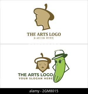 The arts face woman and man nut cucumber logo design  Stock Vector