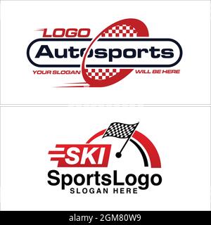 Autos race flag champion logo design Stock Vector