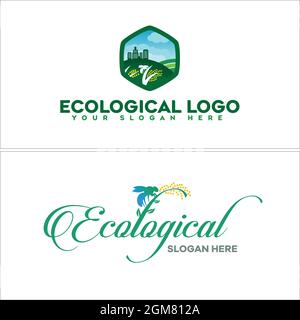 Environment landscape building ecological logo design Stock Vector