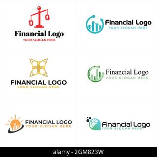 Accounting financial chart arrow brain logo design Stock Vector