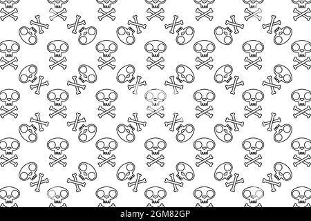 Cat skull symbol with crossed bones seamless  Stock Vector