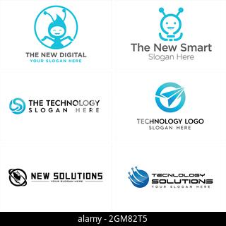 Technology network global icon circuit ant modern logo design Stock Vector