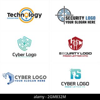 Cyber technology security logo design Stock Vector
