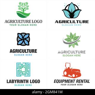 Agriculture leaf organic logo design Stock Vector