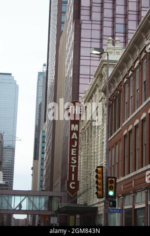 Dallas, TX - Historic Majestic Theater Sign located in downtown Dallas Tx Stock Photo