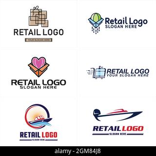 Retail shopping trolley and boat transportation logo design Stock Vector