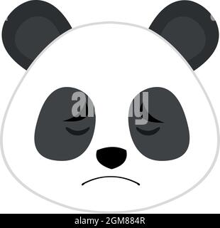 Vector emoticon illustration of a cartoon panda's face with a sad expression Stock Vector