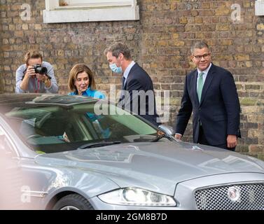 London, UK. 17th Sep, 2021. Nancy Pelosi Speaker of the US House of Representatives leaves Downing Street after meetings with Alok Sharma, President of COP 26 Credit: Ian Davidson/Alamy Live News Stock Photo