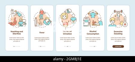 Dehydration causes onboarding mobile app page screen Stock Vector