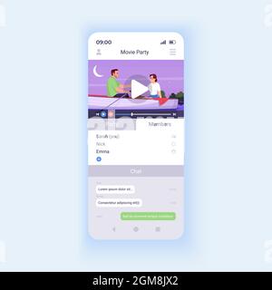 Film app smartphone interface vector template Stock Vector