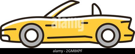 Convertible car RGB color icon Stock Vector