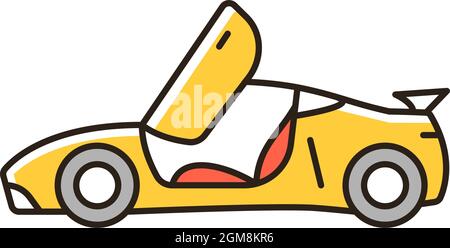 Car with butterfly doors RGB color icon Stock Vector