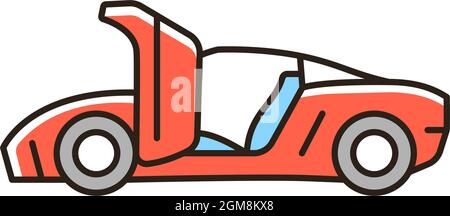 Car with synchro helix doors RGB color icon Stock Vector