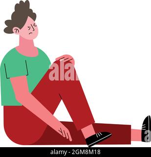 stressed man lying down on white background Stock Vector