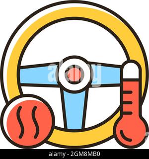 Heated steering wheel RGB color icon Stock Vector