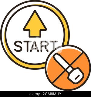 Push button start RGB color icon Stock Vector