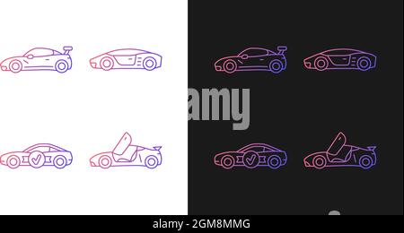 Race car models gradient icons set for dark and light mode Stock Vector