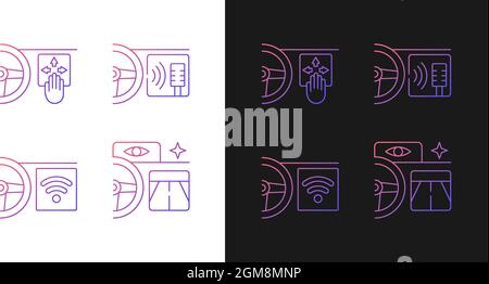Advanced car technologies gradient icons set for dark and light mode Stock Vector