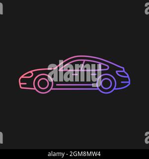 Sports sedan gradient vector icon for dark theme Stock Vector