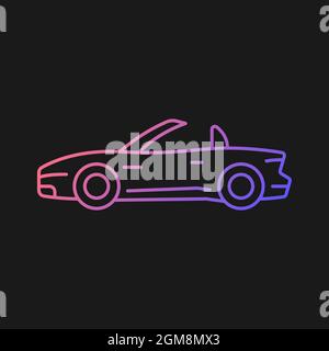 Convertible car gradient vector icon for dark theme Stock Vector