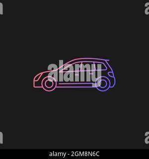 Hatchback gradient vector icon for dark theme Stock Vector