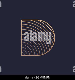 D letter elegant golden mark. Abstract luxury style D initial logo vector template. Stock Vector