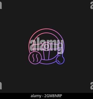 Heated steering wheel gradient vector icon for dark theme Stock Vector