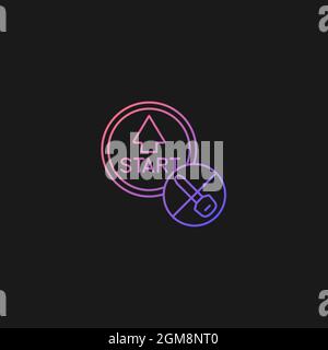 Push button start gradient vector icon for dark theme Stock Vector