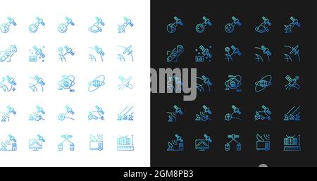 Satellites types gradient icons set for dark and light mode Stock Vector