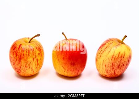 Three ripe eating apples isolated on a white background Stock Photo