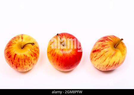 Three ripe eating apples isolated on a white background Stock Photo