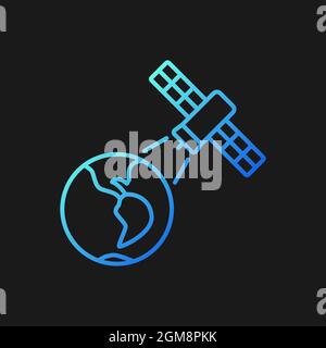 Earth observation process gradient vector icon for dark theme Stock Vector