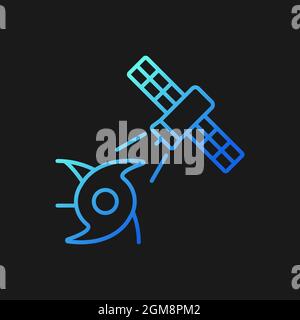 Weather and climate monitoring satellite gradient vector icon for dark theme Stock Vector